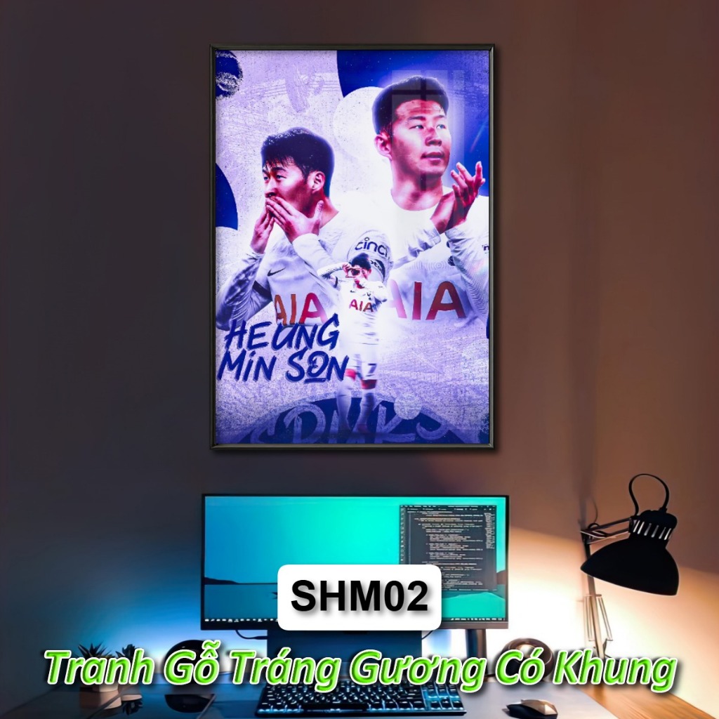 Khung Tranh Cầu thủ bóng đá Son Heung-min - Tranh Tráng Gương Khung Composite Decor Treo Tường Trang Trí