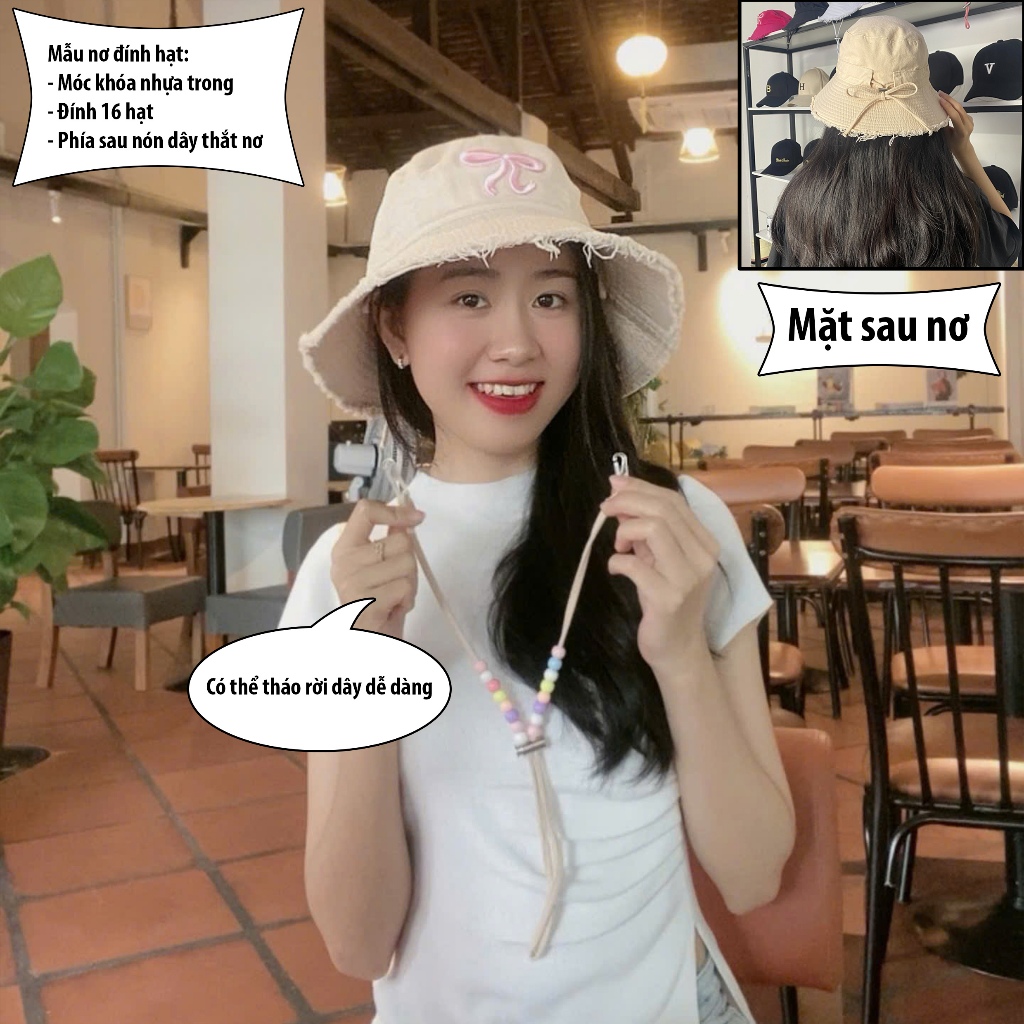 Mũ Bucket Tua Rua Trơn Vành Rộng Chống nắng Form Unisex Nam Nữ