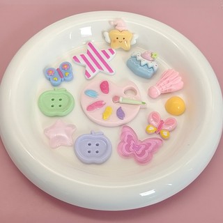 Set 12 Sticker, Charm 3D chủ đề Họa sĩ DIY Mita gắn Dép Sục, Cá Sấu JB-354