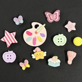 Set 12 Sticker, Charm 3D chủ đề Họa sĩ DIY Mita gắn Dép Sục, Cá Sấu JB-354