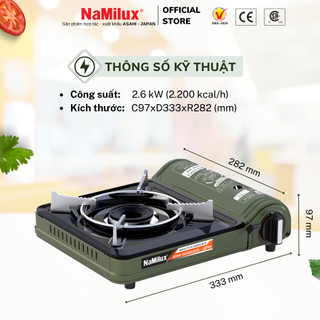 Bếp Gas Mini NaMilux NH-P3320PF│Van Ngắt Gas An Toàn 2 Cấp│Công Suất 2.6 Kw (2.200 kcal/giờ)│Hàng Chính Hãng