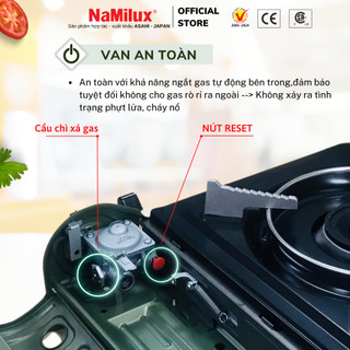 Bếp Gas Mini NaMilux NH-P3320PF│Van Ngắt Gas An Toàn 2 Cấp│Công Suất 2.6 Kw (2.200 kcal/giờ)│Hàng Chính Hãng