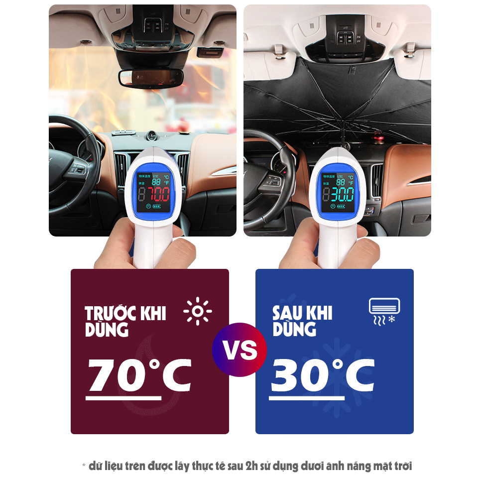 Ô che nắng kính lái ô tô chống nóng PICAUTO bản tráng titan cao cấp, cách nhiệt bảo vệ nội thất ô tô
