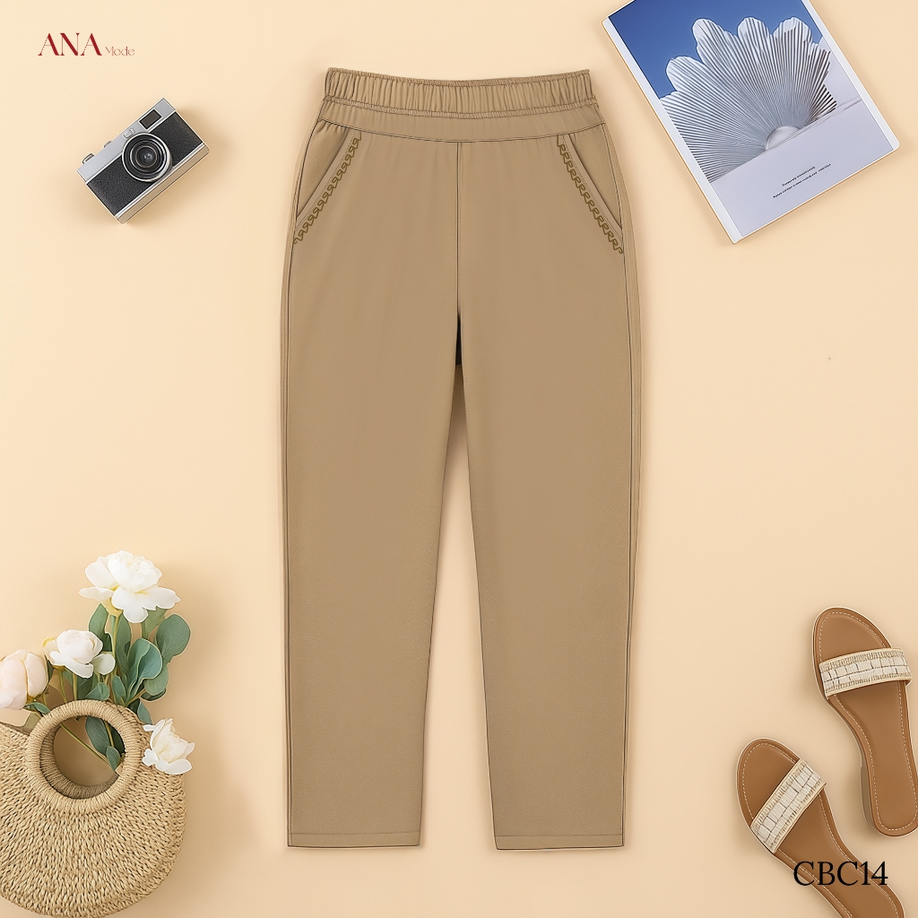 Quần Dài Dáng Suông Trung Niên ANA Mode Chất Liệu Cotton Thoáng Mát Đi Tiệc Quà Tặng Mẹ QD25CBC14