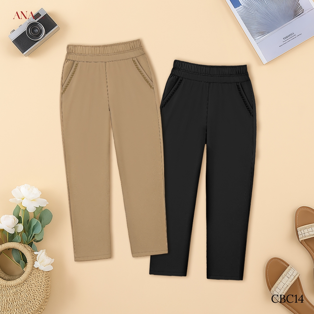 Quần Dài Dáng Suông Trung Niên ANA Mode Chất Liệu Cotton Thoáng Mát Đi Tiệc Quà Tặng Mẹ QD25CBC14