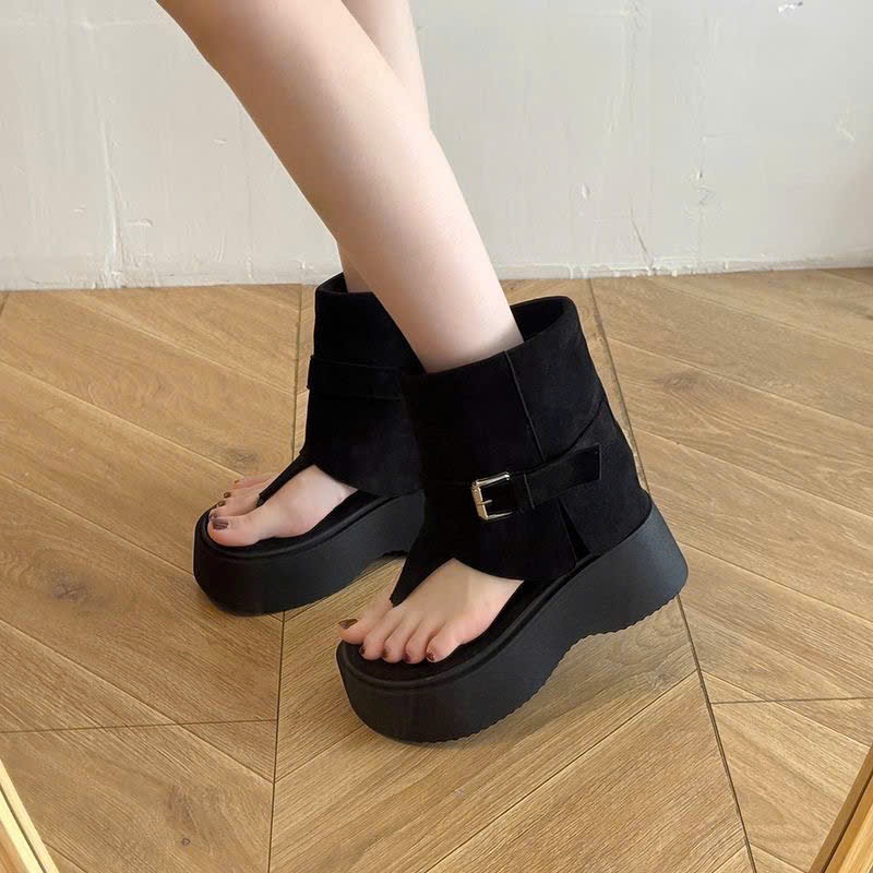 Dép Sandal Xương Cá Mũi Kẹp Đế Độn 5cm Thời Trang Ulzzang 2025