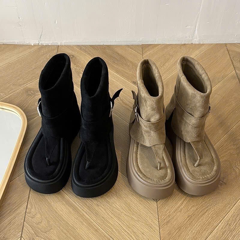 Dép Sandal Xương Cá Mũi Kẹp Đế Độn 5cm Thời Trang Ulzzang 2025
