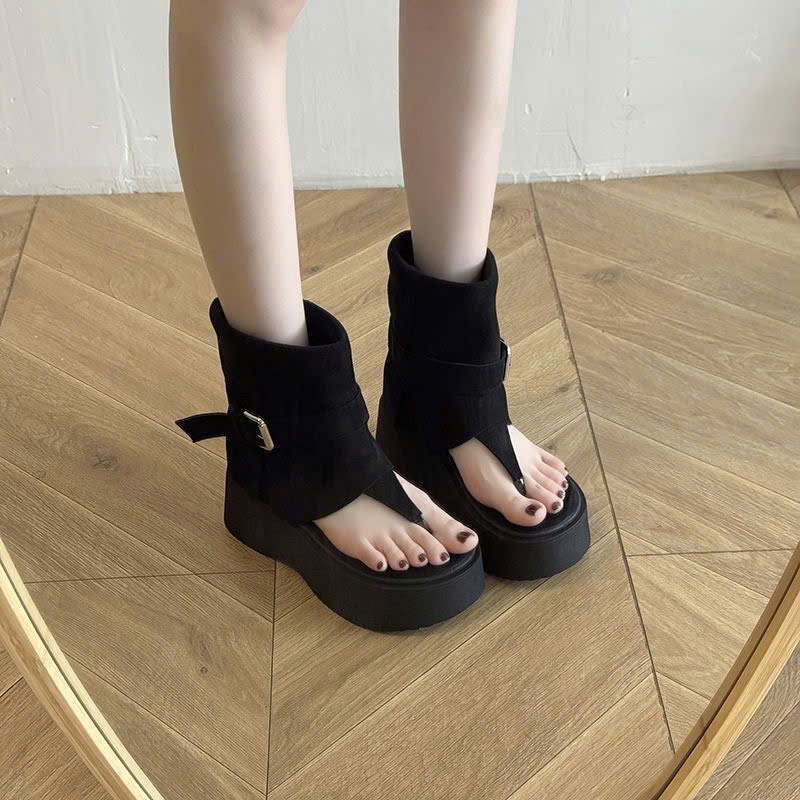 Dép Sandal Xương Cá Mũi Kẹp Đế Độn 5cm Thời Trang Ulzzang 2025