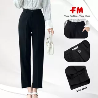 Quần Tây Nữ Lưng Cao FMSTYLE Baggy Công Sở Ống Đứng Gấu Lệch Chất Tuyết Mưa Tôn Dáng 25070720