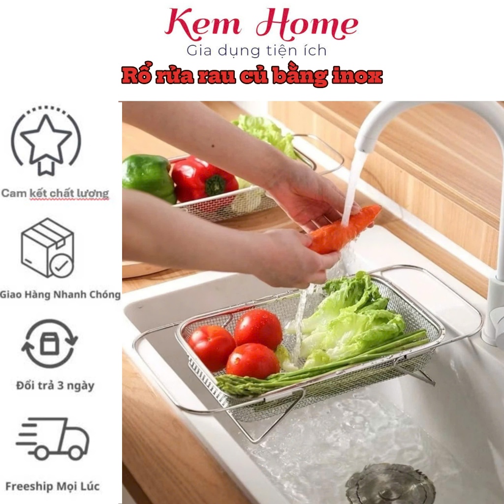 Rổ Rửa Rau Củ Quả Inox Xếp Gọn Đa Năng, Giá Úp Chén Đĩa Thoát Nước ...