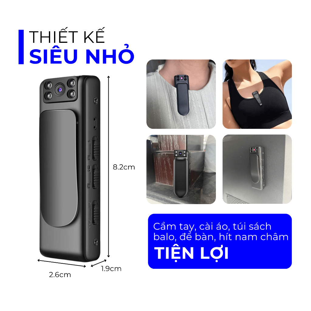 Camera 1080 Full HD Sắc Nét Máy Quay Mini Nhỏ Gọn Cầm Tay Máy Quay Phim Góc Rộng Camera Nhỏ Bỏ túi