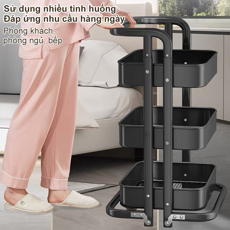 【100% thép】BMZAR Kệ để đồ đa năng Gấp Gọn Kệ Gấp Gọn 3Tầng Đa Năng Xe Đẩy Spa Được làm bằng khay thép cacbon chống gỉ