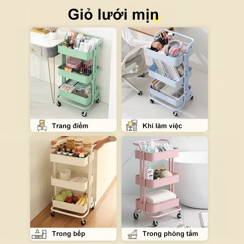 【100% thép】BMZAR Kệ để đồ đa năng Gấp Gọn Kệ Gấp Gọn 3Tầng Đa Năng Xe Đẩy Spa Được làm bằng khay thép cacbon chống gỉ