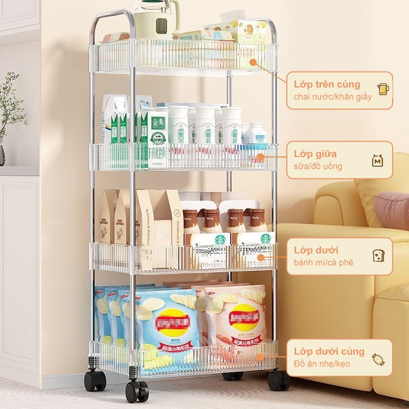 BMZAR Kệ Nhựa Trong Suốt cao cấp Acrylic Trong Suốt Mỹ Phẩm Xe Đẩy Spa 3 Tầng Ăn Nhẹ Kệ Bảo Quản Phòng Tắm Di Động