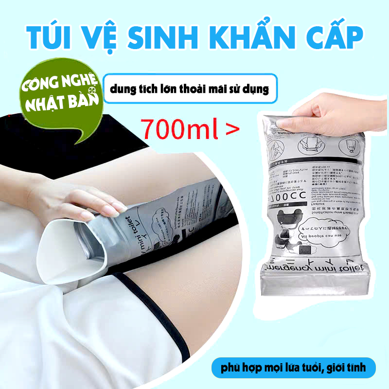 Túi vệ sinh khẩn cấp trên xe ô tô TICAUTO, túi đựng nước tiểu du lịch chống tràn  chống mùi tiện lợi