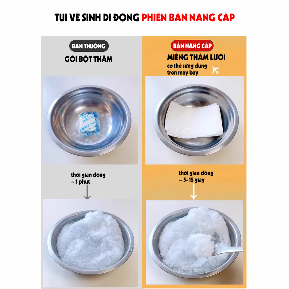 Túi vệ sinh khẩn cấp trên xe ô tô TICAUTO, túi đựng nước tiểu du lịch chống tràn  chống mùi tiện lợi