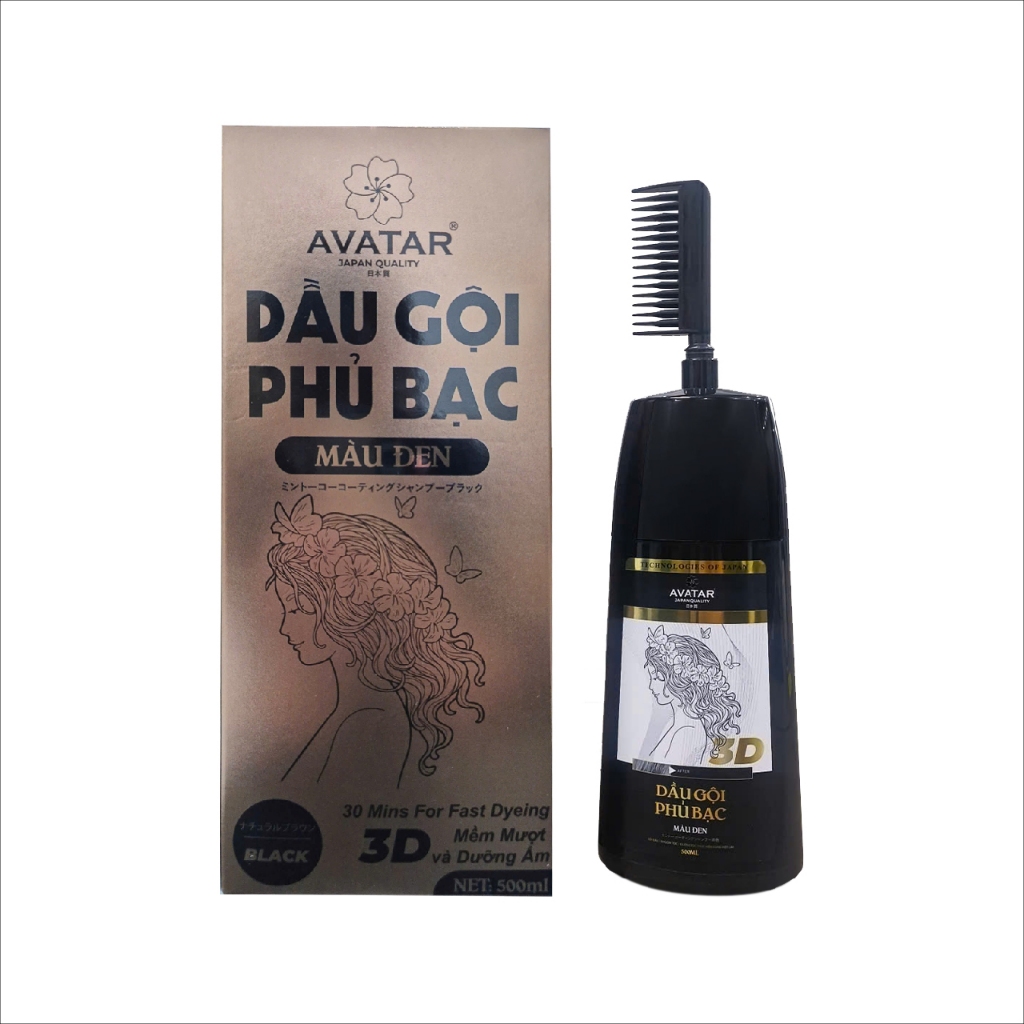 Dầu Gội Phủ Bạc Thảo Dược Avatar Chai 500ML (Màu Đen)