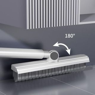 Cây Chà Sàn Nhà Tắm Đa Năng 2 Trong 1 - Chổi Cọ Toilet Gạt Nước, Cán Hợp Kim Nhôm, Xoay 180 Độ