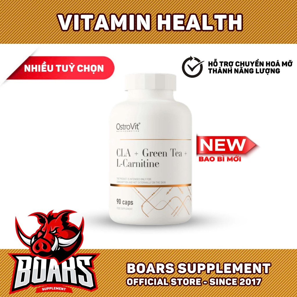 OSTROVIT CLA + GREEN TEA + L-CARNITINE (90 VIÊN) - HỖ TRỢ VÓC DÁNG TỰ NHIÊN KHÔNG MỆT MỎI