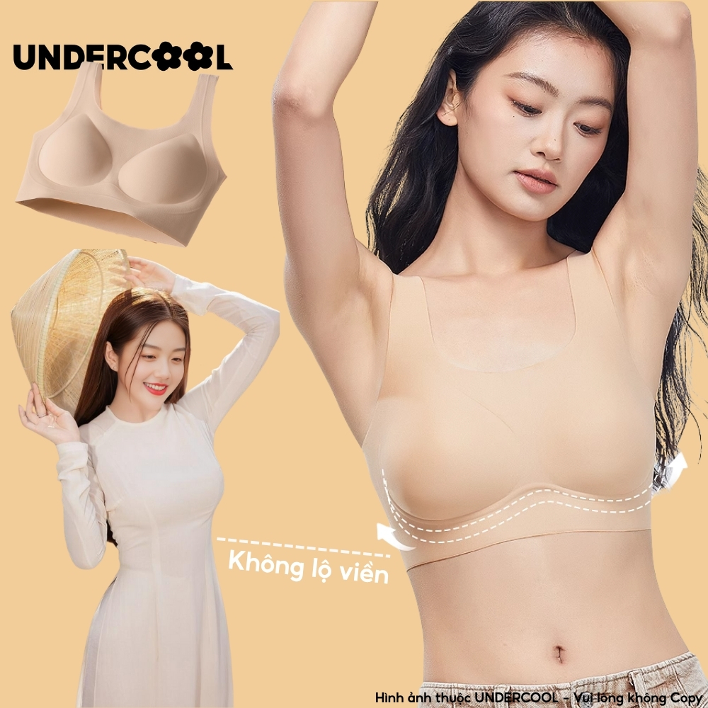 Áo Bra Nữ Có Mút Ngực UNDERCOOL Áo Ngực Áo Lót Bra Nữ Chất Su Mỏng Không Gọng Nâng Ngực Gom Quả Chống Xệ Thon Gọn AB48
