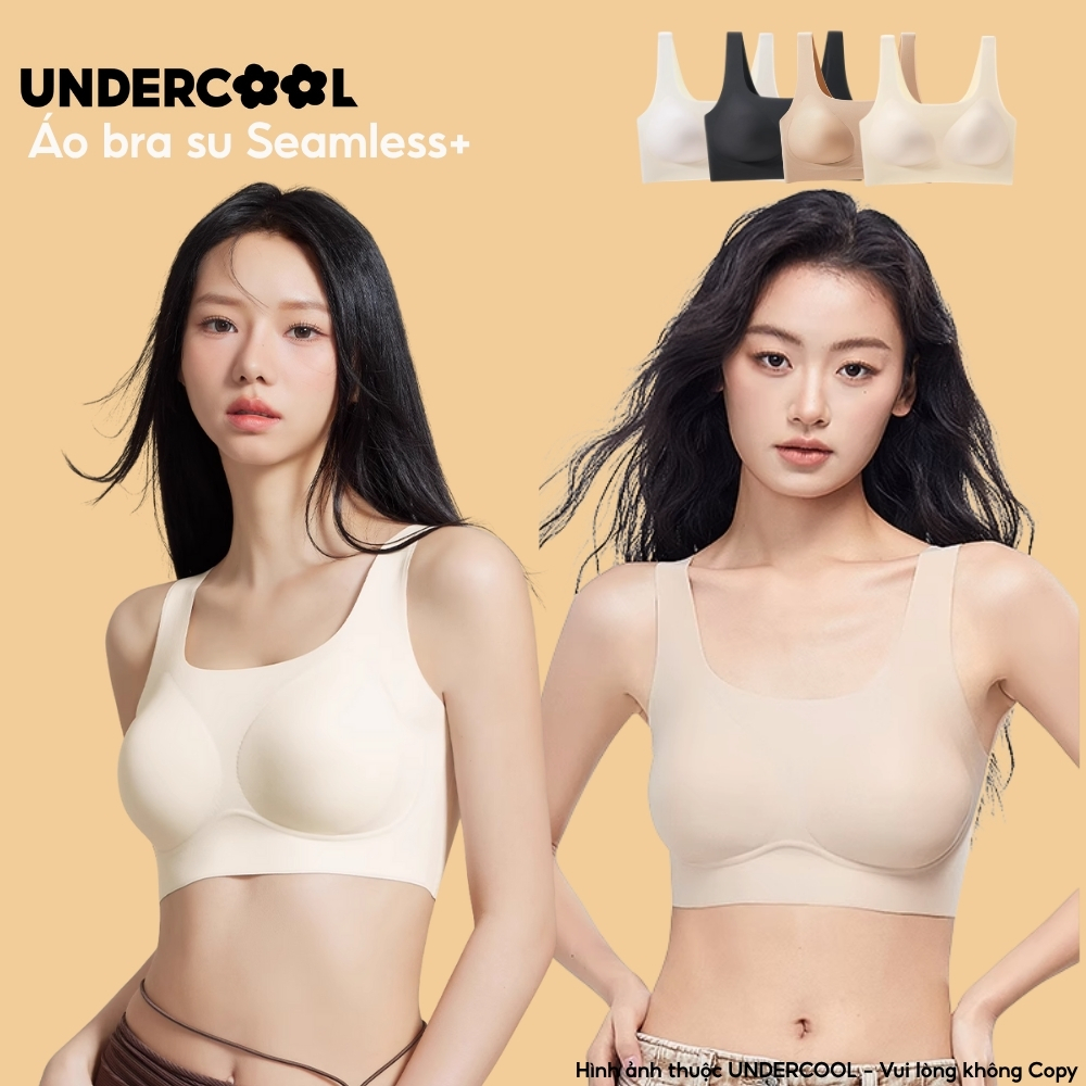 Áo Bra Nữ Có Mút Ngực UNDERCOOL Áo Ngực Áo Lót Bra Nữ Chất Su Mỏng Không Gọng Nâng Ngực Gom Quả Chống Xệ Thon Gọn AB48