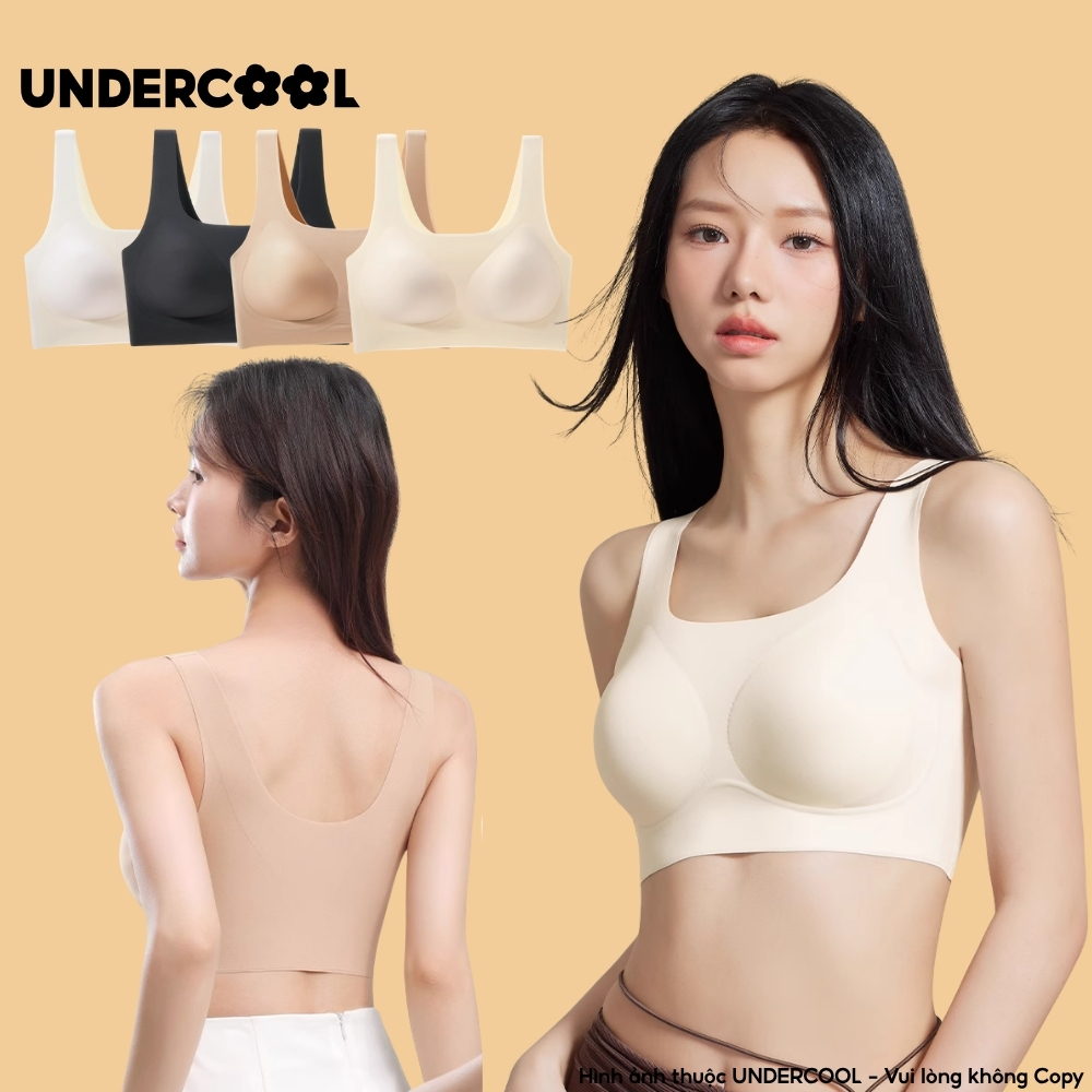 Áo Bra Nữ Có Mút Ngực UNDERCOOL Áo Ngực Áo Lót Bra Nữ Chất Su Mỏng Không Gọng Nâng Ngực Gom Quả Chống Xệ Thon Gọn AB48