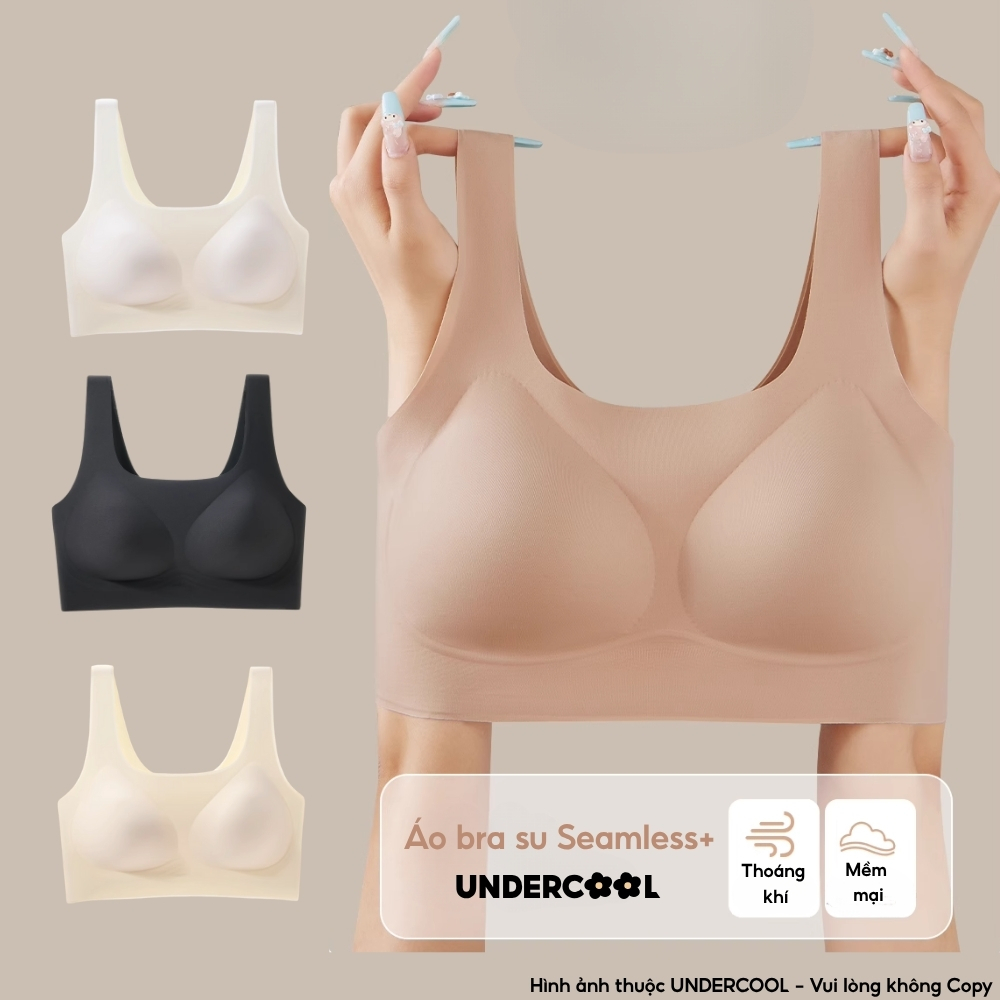 Áo Bra Nữ Có Mút Ngực UNDERCOOL Áo Ngực Áo Lót Bra Nữ Chất Su Mỏng Không Gọng Nâng Ngực Gom Quả Chống Xệ Thon Gọn AB48