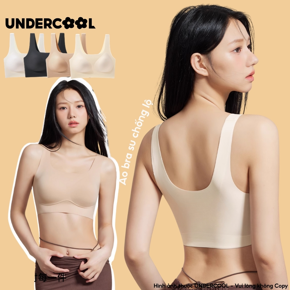 Áo Bra Nữ Có Mút Ngực UNDERCOOL Áo Ngực Áo Lót Bra Nữ Chất Su Mỏng Không Gọng Nâng Ngực Gom Quả Chống Xệ Thon Gọn AB48