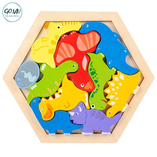 Đồ chơi gỗ - Đồ chơi trí tuệ - Đồ chơi xếp hình 3D lục giác, kích thước 18,5cm X 9,5cm