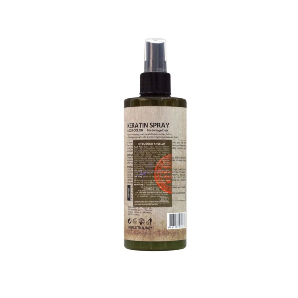Xịt dưỡng tóc D'angello Keratin Spray chai 250ml gỡ rối hỗ trợ dưỡng ẩm giảm rụng tóc