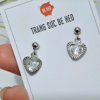 Bông tai đá nhân tạo inox không đen không rỉ Trang sức Bé Heo
