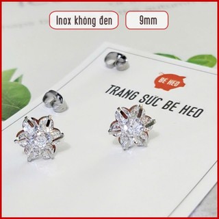 Bông tai đá nhân tạo inox không đen không rỉ Trang sức Bé Heo
