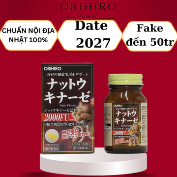 Viên uống chống đột quỵ tai biến Natto Orihiro 2000FU Nhật Bản 60 viên NỘI ĐỊA