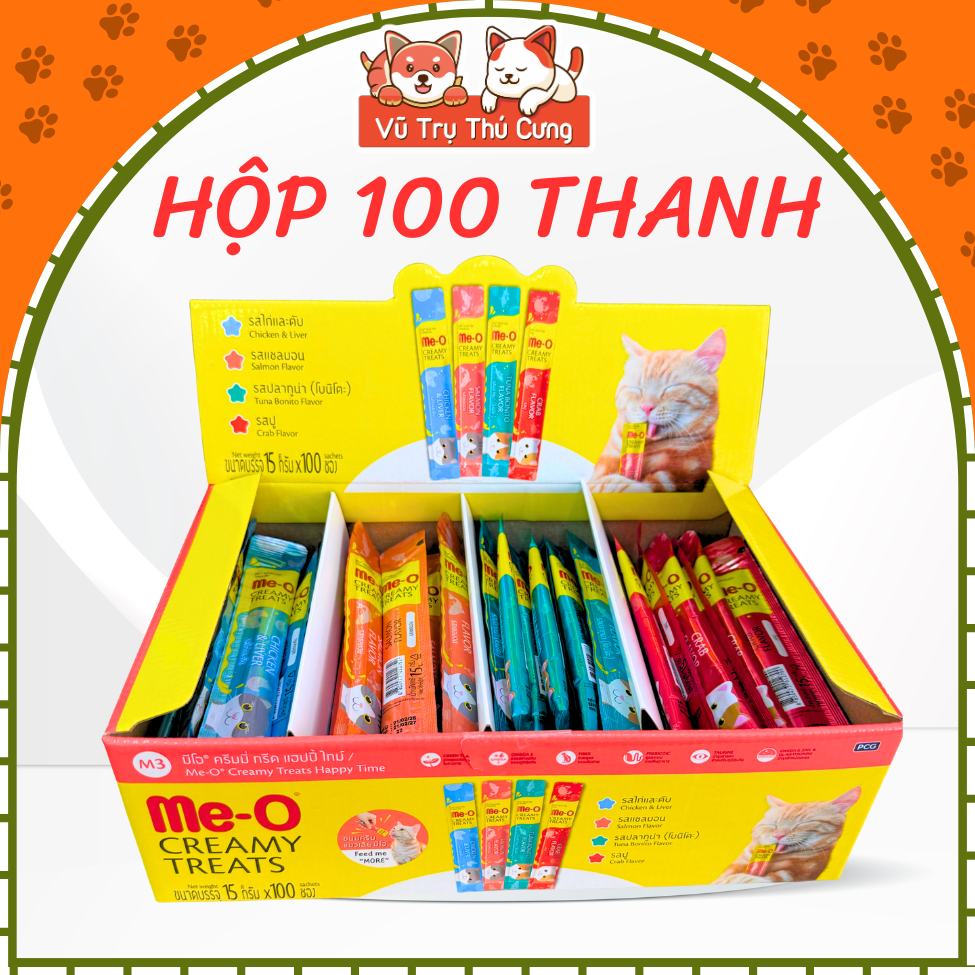 Hộp 100 Thanh-Súp Thưởng Cho Mèo Me-O Nhiều Dinh Dưỡng