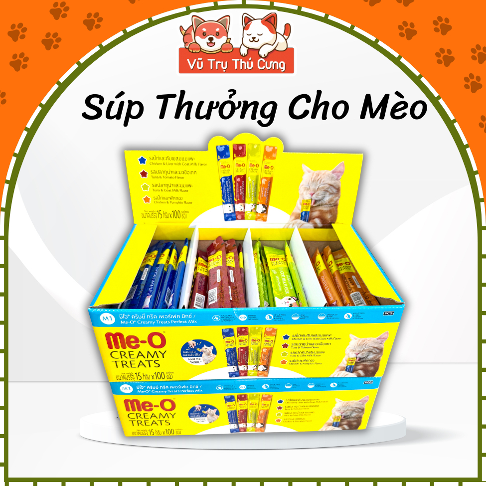 Hộp 100 Thanh-Súp Thưởng Cho Mèo Me-O Nhiều Dinh Dưỡng