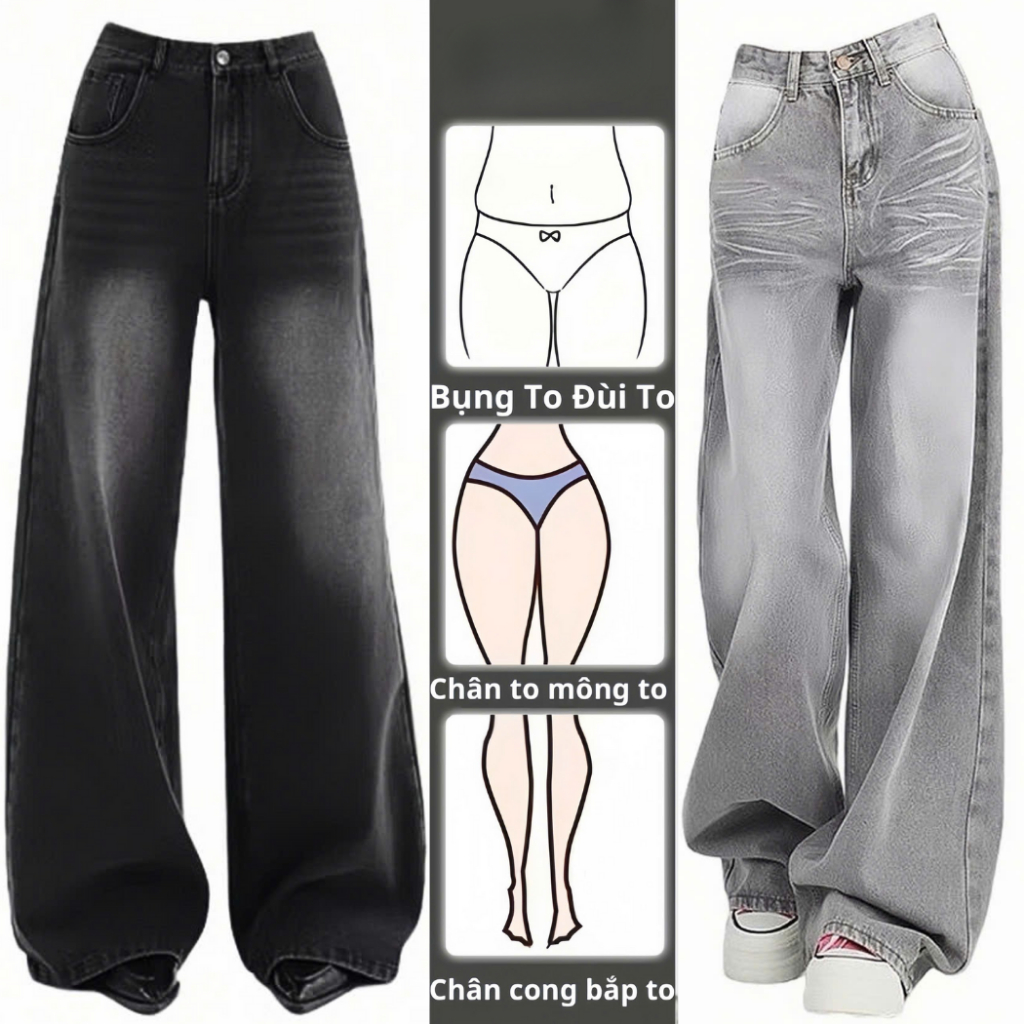 Quần Jean Nữ Ống Suông Rộng Wash RETRO Chất Vải Dày Dặn Màu Đen Trầm GRIND SMOKE V.1 Ulzzang Hàn Quốc 2023