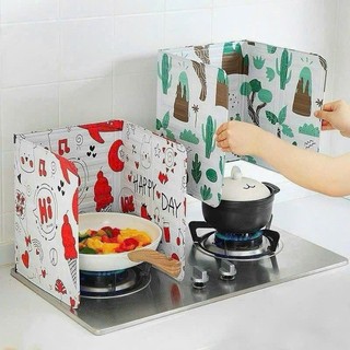 Tấm Chắn Dầu Mỡ Bếp Gập Gọn 3 Mặt – Chống Bắn Mỡ, Cản Gió, Chịu Nhiệt – Họa Tiết Dễ Thương