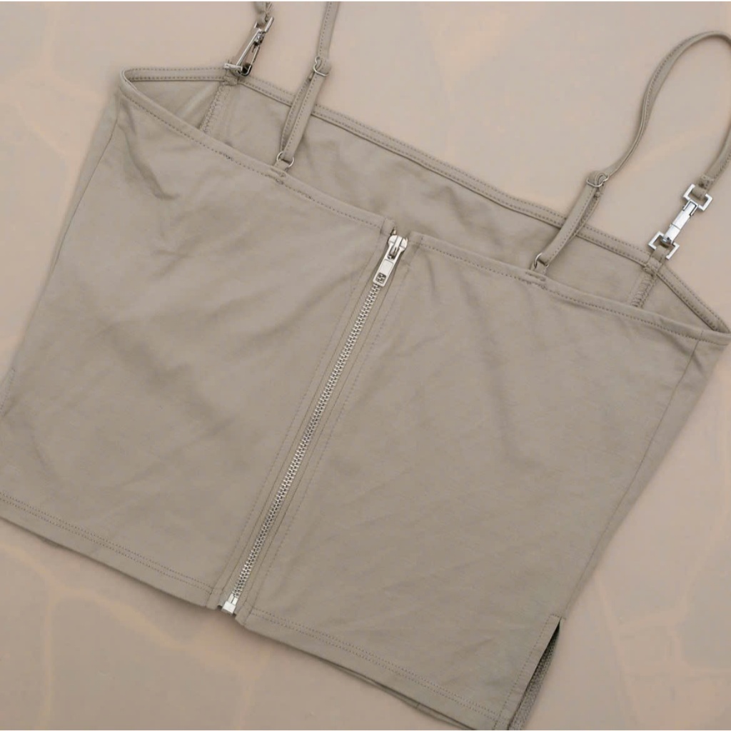 FOREVER 21 ÁO CROPTOP KHOÁ KÉO XÁM (240510012)