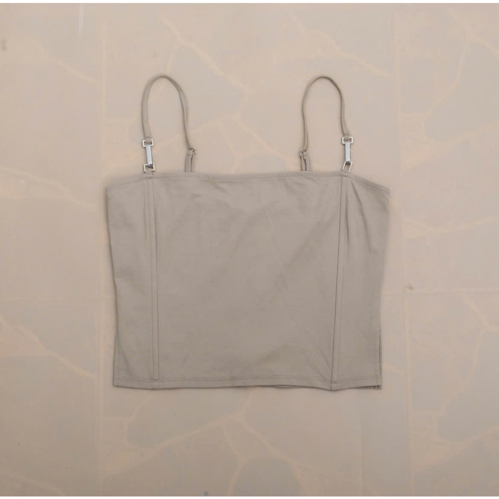 FOREVER 21 ÁO CROPTOP KHOÁ KÉO XÁM (240510012)