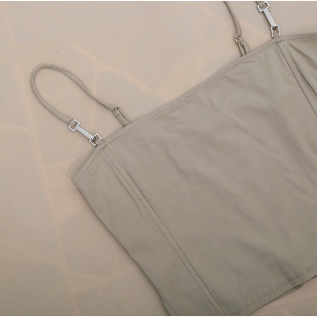 FOREVER 21 ÁO CROPTOP KHOÁ KÉO XÁM (240510012)