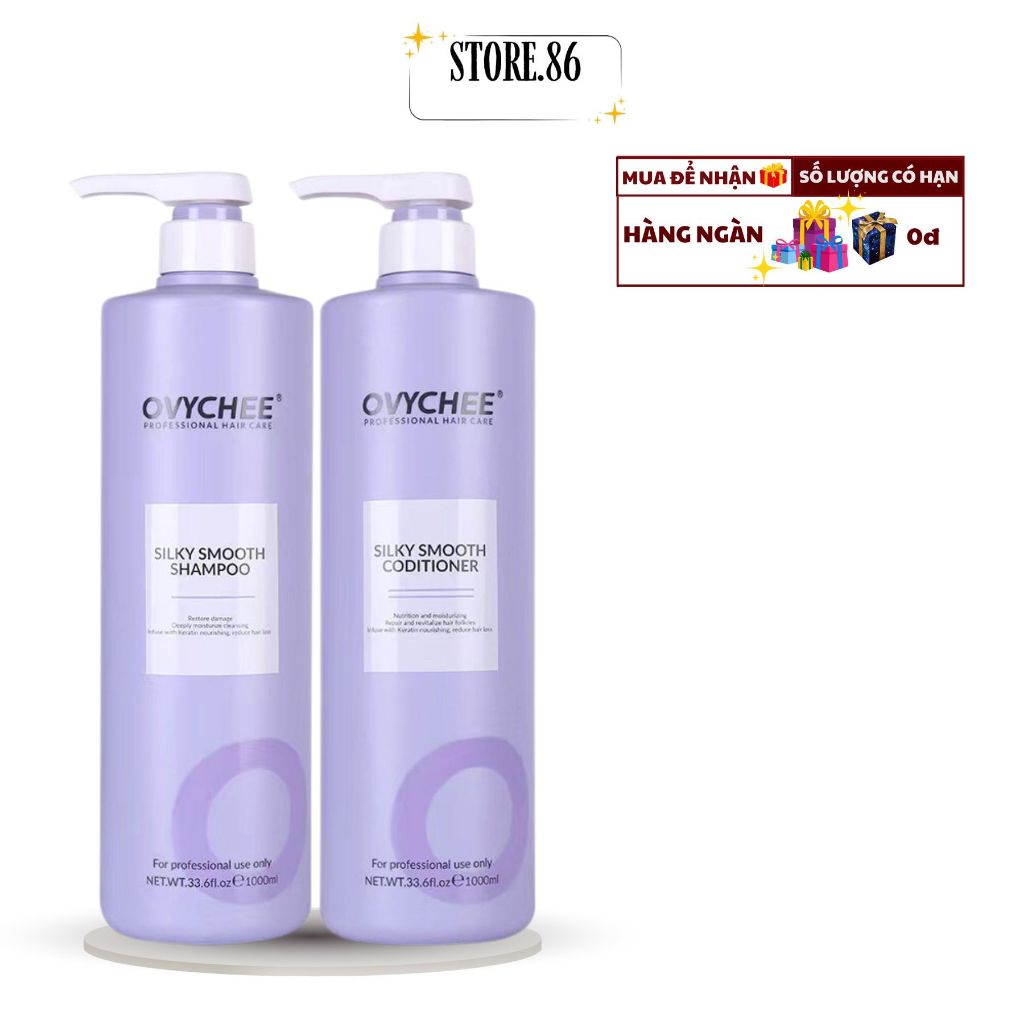 Dầu Gội Dầu Xả Suôn Mượt OVYCHEE Silky Smooth 1000ml-Phục Hồi Hư Tổn Cho Tóc Mềm Mượt, Giảm Gãy Rụng