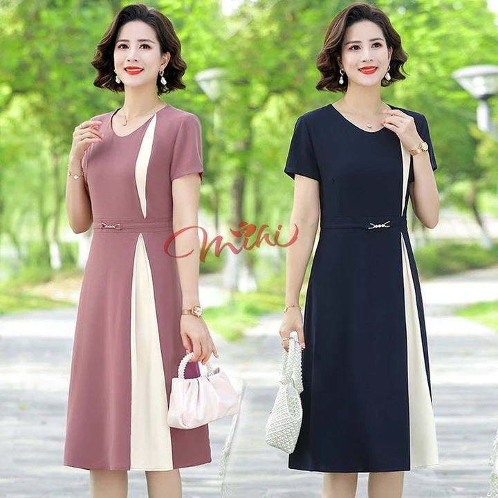 Đầm dự tiệc trung niên nữ cao cấp V55 - Váy công sở cho mẹ - Thời trang trung niên sang trọng bigsize U50 U40 U60