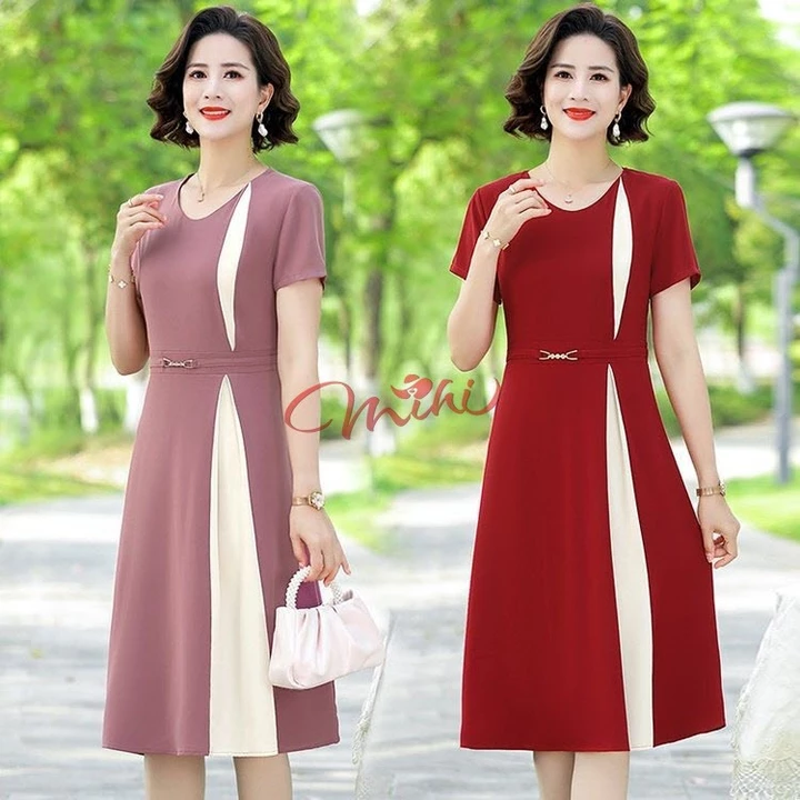 Đầm dự tiệc trung niên nữ cao cấp V55 - Váy công sở cho mẹ - Thời trang trung niên sang trọng bigsize U50 U40 U60