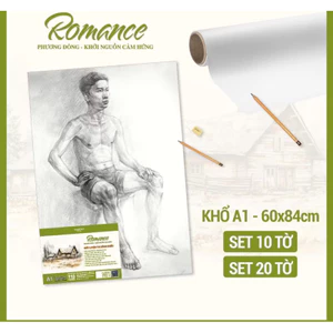 Giấy vẽ Romance 110gsm cỡ A1 luyện thi vẽ chì/ màu bột,phác họa,chì màu,...