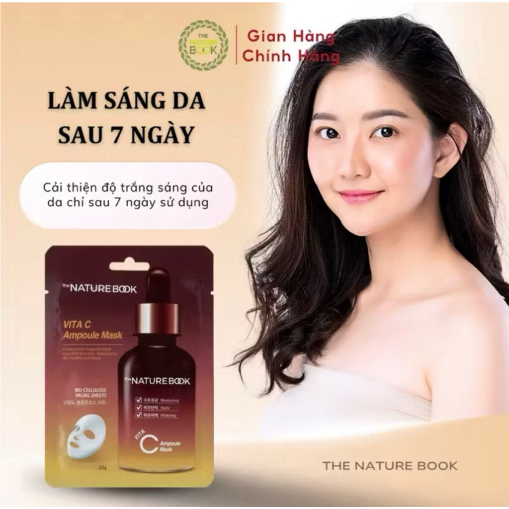 1 Miếng Mặt nạ dưỡng trắng da vitamin C The Nature Book Chính Hãng 25g ưỡng Trắng, Ngăn Ngừa Lão Hóa