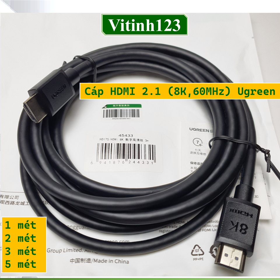Cáp HDMI 2.1 (8K,60MHz) Ugreen 45430, Ugreen 45432, Ugreen 45433 ...