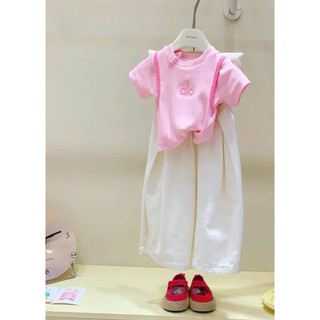 [B&G] Sét bộ quần dài kaki kèm áo cotton hồng alo cho bé gái cho bé gái mùa hè từ 12-45kg(2-12 tuổi)
