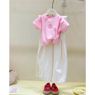 [B&G] Sét bộ quần dài kaki kèm áo cotton hồng alo cho bé gái cho bé gái mùa hè từ 12-45kg(2-12 tuổi)