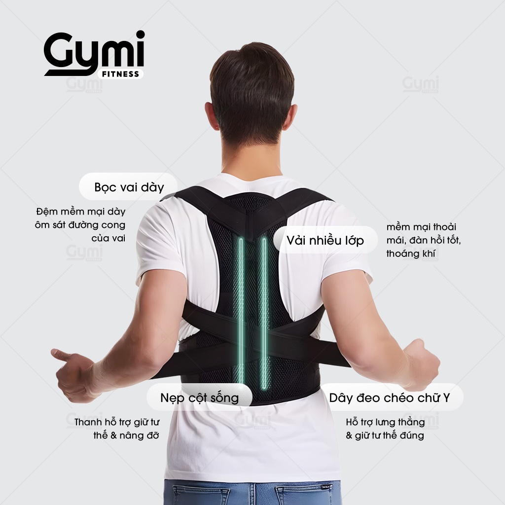 Đai Chống Gù Lưng Vai Eo Có Nẹp Cố Định Cột Sống - Hỗ Trợ Cải Thiện Tư Thế, Giảm Đau Mỏi Cho Nam Nữ - DG01