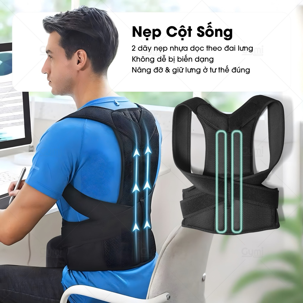Đai Chống Gù Lưng Vai Eo Có Nẹp Cố Định Cột Sống - Hỗ Trợ Cải Thiện Tư Thế, Giảm Đau Mỏi Cho Nam Nữ - DG01